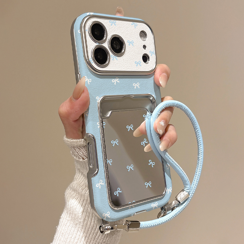 Phone Cases That Hold Cards - Niedliche Schleifen-Spiegel-Kartenhalter-Handyhülle für iPhone 17 16