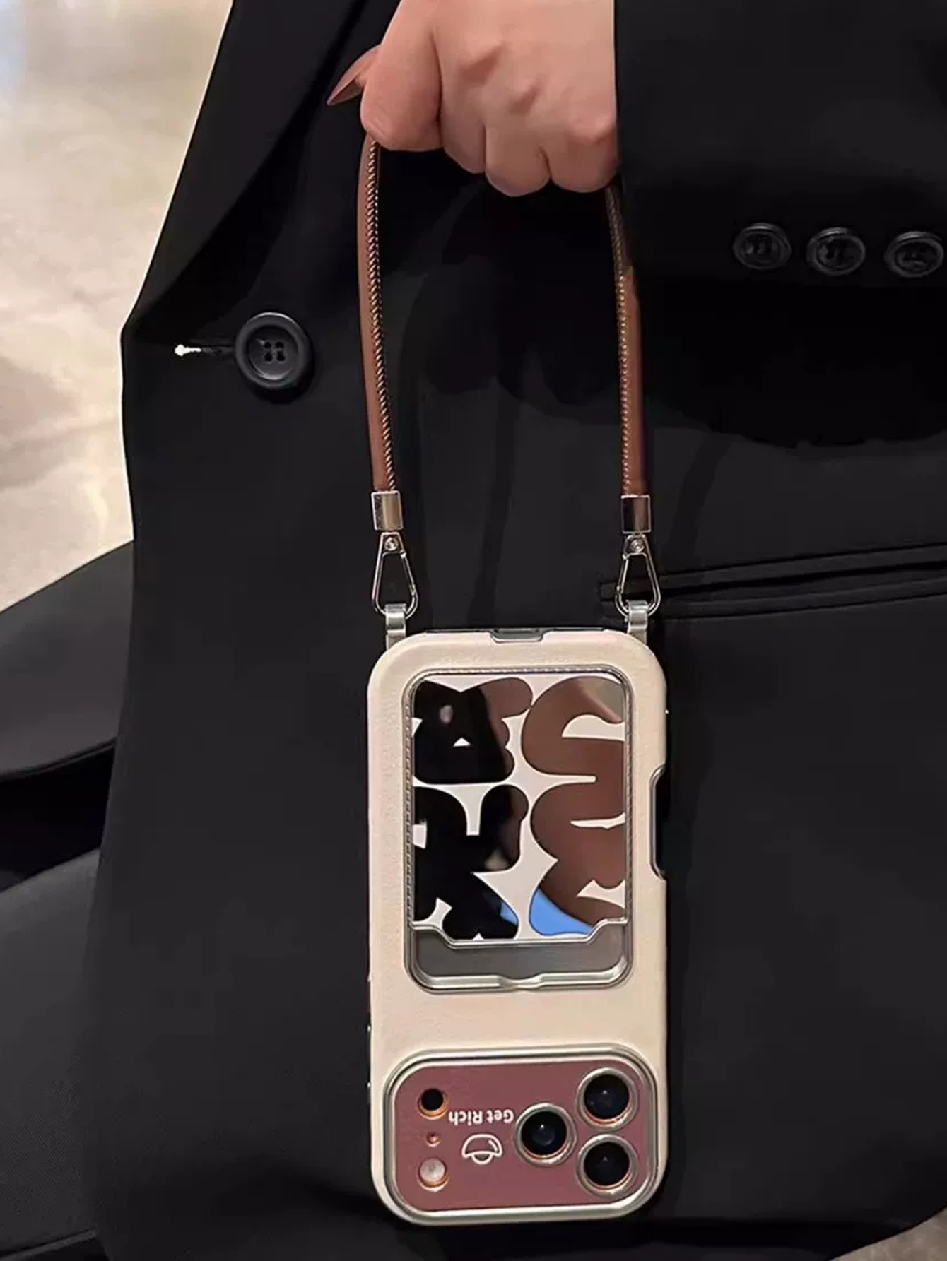 Phone Cases That Hold Cards - Luxuriöse Leder-Handyhülle mit Spiegel, Kartenhalter und