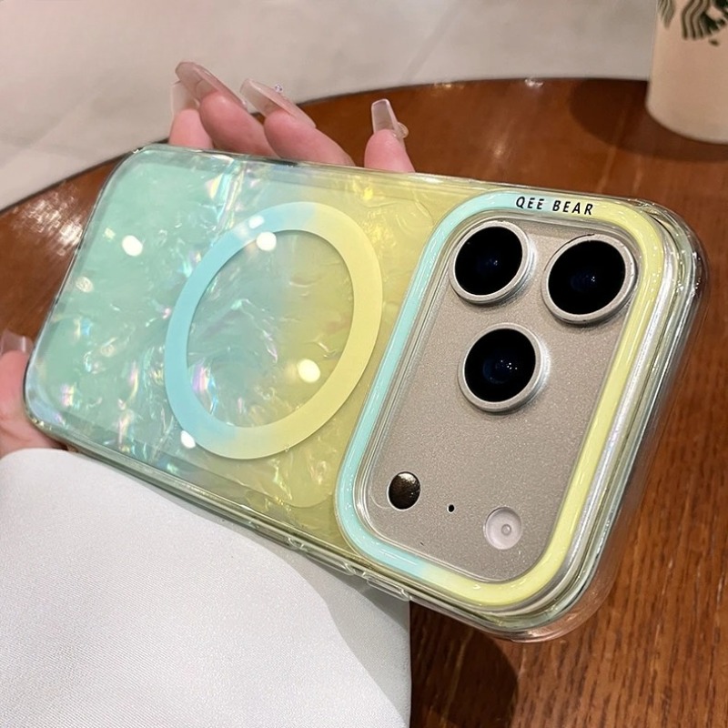 Gradient Color Case - Farbverlauf Regenbogen-Muschelmuster Magnetische Handyhülle für iPhone