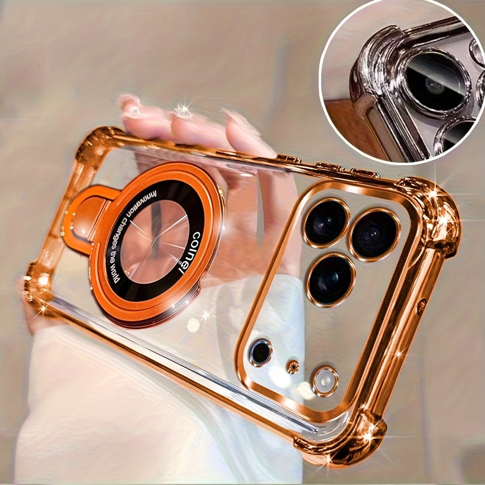 Ring Stand Case - Luxuriöse Transparente Galvanisierte Handyhülle für iPhone