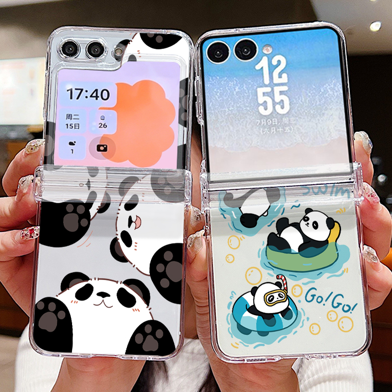 Phone Cases Z Flip 5 - Niedliche Panda-Muster Handyhülle für Samsung Galaxy