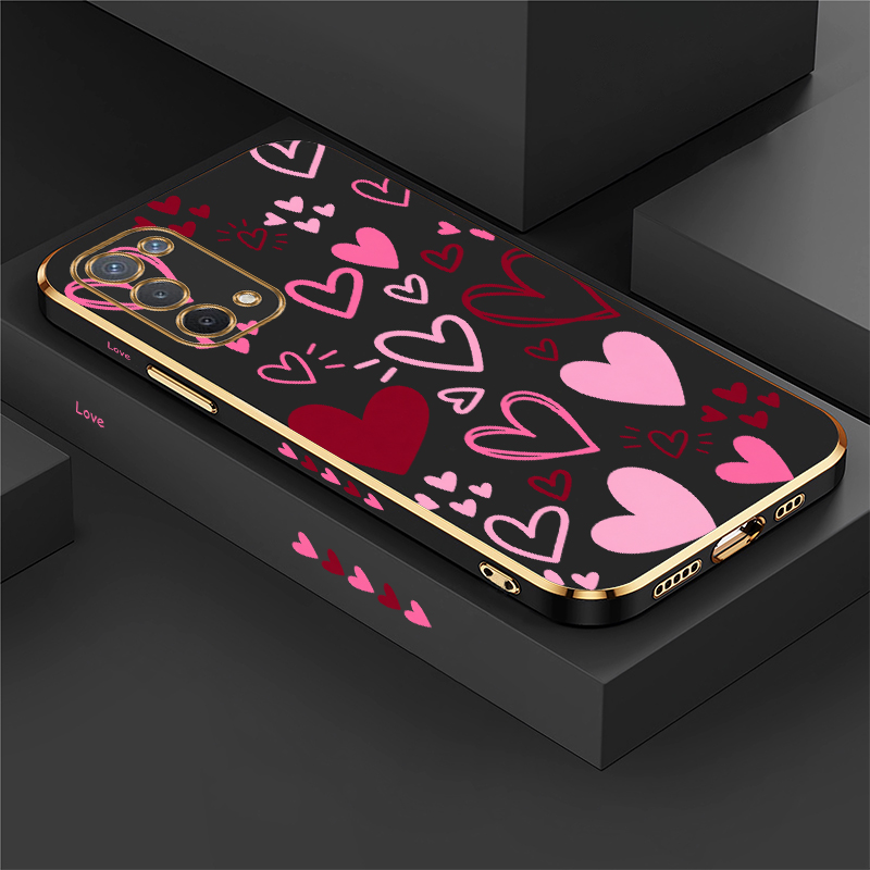 Luxury Plating Case - Luxuriöse Bunte Herz-Handyhülle für OPPO A54