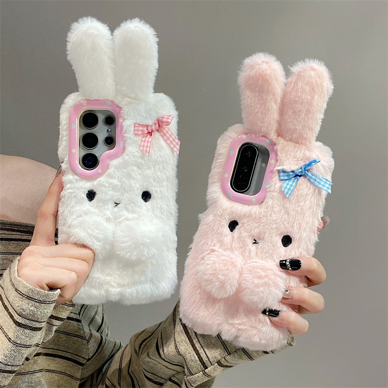 Phone Cases Samsung S23 - Koren 3D Cartoon Schleife Hasenohren Warme