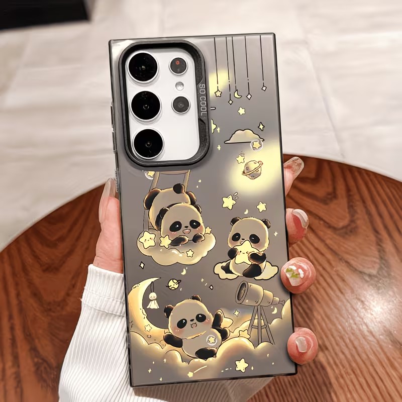 Gradient Color Case - Sternenhimmel-Wolken-Panda-Print-Handyhülle für Samsung Galaxy A73 A72