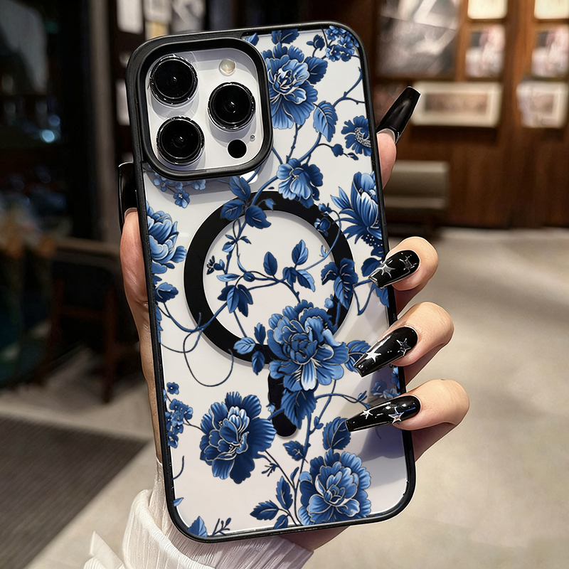 Luxuriöse Vintage Blaue Blumen – Phone Cases Luxury Bewertung und Preis