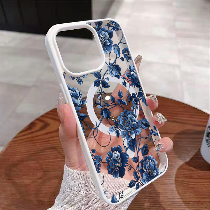 Luxuriöse Vintage Blaue Blumen – Phone Cases Luxury Bewertung und Preis