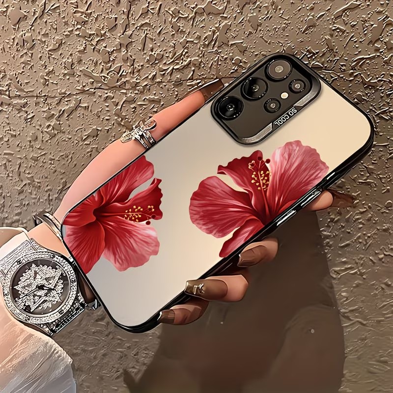 Rote Hibiskus-Blumenmuster-Han – Gradient Color Case Bewertung und Preis