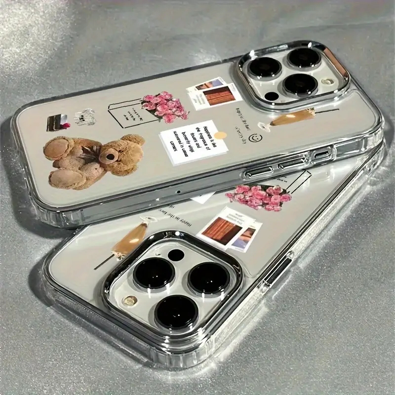 Collage Teddybär Rose Blume Fo – Phone Cases Mous Bewertung und Preis