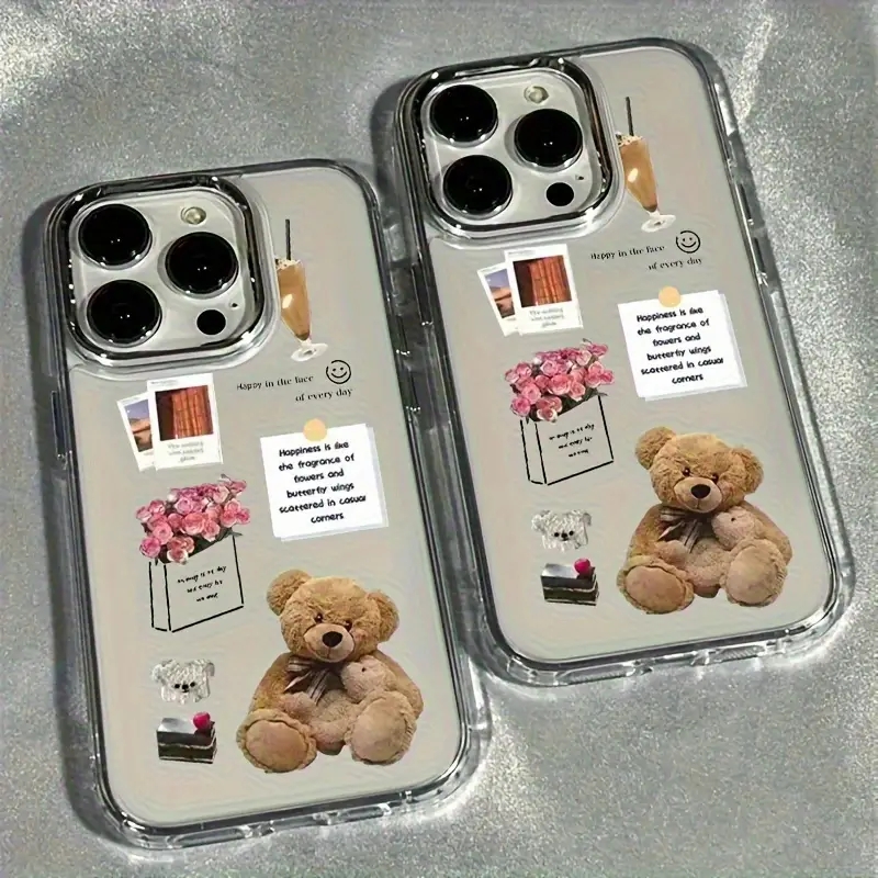 Collage Teddybär Rose Blume Fo – Phone Cases Mous Bewertung und Preis