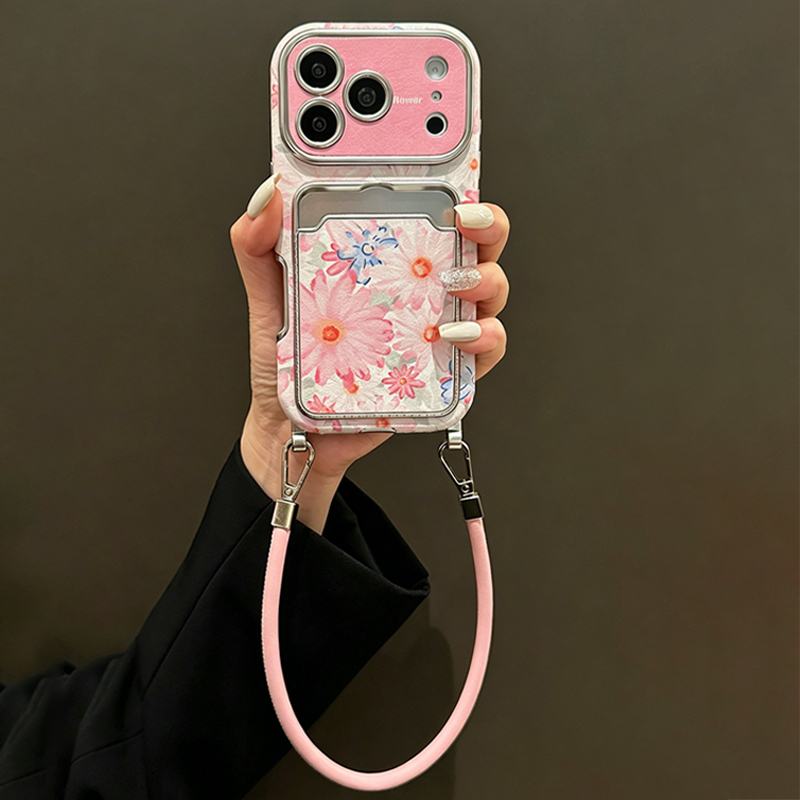 Rosa Blumenmuster Kunstleder-T – Phone Cases That Hold Cards Bewertung und Preis